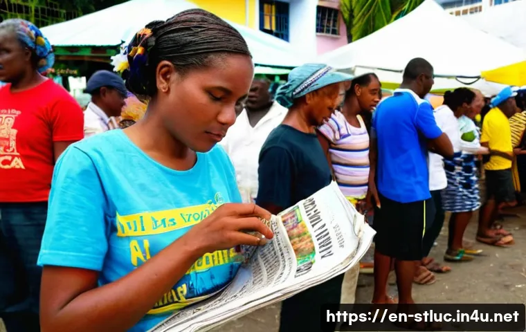 세인트루시아 뉴스 및 언론 - The Interwoven Media Tapestry of St. Lucia**

**Prompt:** A vibrant, bustling outdoor market scene i...