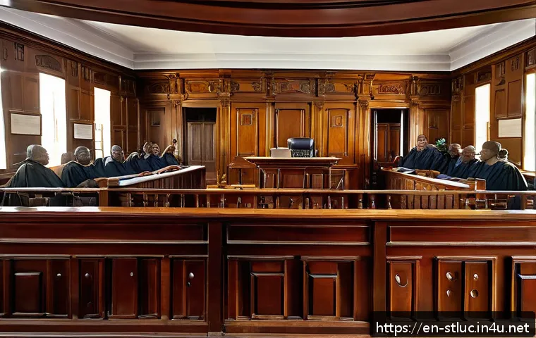 세인트루시아의 법 체계 - A detailed courtroom scene in Saint Lucia showcasing the blend of civil law and common law tradition...