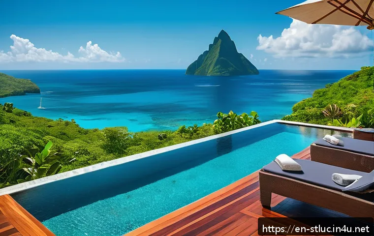 세인트루시아 숙소 추천 - A luxurious oceanfront villa in Saint Lucia at sunrise, featuring a private infinity pool overlookin...